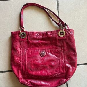 Coach Pink Leather Shoulder Bag